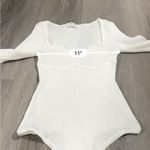 Showpo Keeren Long Sleeve‎ Sweetheart Neck Knit Bodysuit in Ivory Size 6 White Photo 9