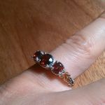 Mozambique Garnet Sterling Silver Trilogy Ring (Size 6) Photo 2