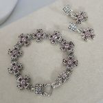 Premier Designs Premier Design Silver Cross Bracelet and Earrings Set Valerie with Purple Stones Photo 0