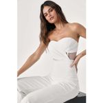 Lulus NWT  Surely Stunning Ivory Strapless Bustier Jumpsuit Cut Out Elegant Sz S Photo 2