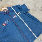 White Stag  Vintage Denim Button Down Shirt Cherry School Embroidered 22W/24W Photo 11