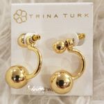 Trina Turk ๐๐ Gold Double Ball Front/Back Earring Photo 6