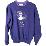 Country Store Purple Snowman Crewneck Sweatshirt Size Medium Photo 0