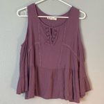 Wallflower Asymmetrical Purple Flutter Sleeve Blouse Photo 0
