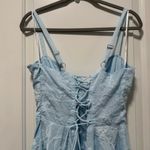 Lulus  Darling Confidence NWT Large Light Blue Rosette Bustier Lace-Up Midi Dress Photo 9