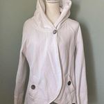 prAna Darby Jacket White One Button Swing Style Hooded Jacket Sweatshirt Sz M Photo 0