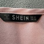 SheIn  Blouse Top Womens M Pink Pearl Embellished Bow Sleeve Cuff Tie Detail Photo 3