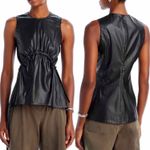 Proenza Schouler  White Label Drawstring Detail Faux Leather Top Size 4 Photo 9