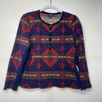 CHAPS  Women’s Size L Southwestern Aztec Print Henley Knit Long Sleeve Sweater Photo 0