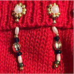 Victoria Jones  Woman's Red Embellished Sweater Size M 28" Long x 20" Pit‎ to Pit Photo 5