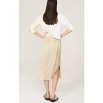 Drew Donni. Skirt Womens Medium Gold Beige Silky Satin Cinch Skirt Side Slit Photo 2
