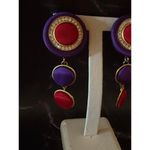 Funky Purple & Red Drop Earrings with a Blingy Twist Photo 2