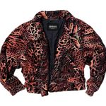 Vintage Velour Coat Bomber Jacket Velvet Wild Animal Print 10 L Large M Medium Brown Photo 1