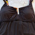 Anne cole Black Floral One-Piece Swimsuit Scoop Back Tummy Control Sz 12💛 Photo 8