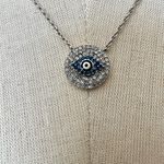 stainless steel Milor Evil eye rhinestone pendant necklace Blue Photo 1