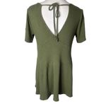 GB Olive Green V-Neck Back Tie Short Sleeve Mini Fit & Flare Dress Photo 1