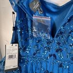 Adrianna Papell NWT  Beaded 3D Petal Short Sleeve Gown Teal Blue Dress Sz 6 Photo 7