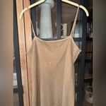 Gianni Bini  mesh beaded midi dress bodycon beige champagne adele metallic gold Photo 1