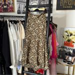 ZARA  Leopard Satin Slit Midi Skirt Brown Black XS Photo 1