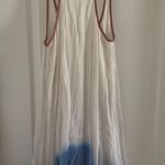 Free People Women’s Small White Blue Metallic Gold Dip Dye Ombré Trapeze Slip Beach Dress Photo 5