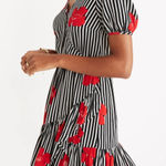 Madewell  Women's Ruffle Wrap Mini Dress Candied Orchids Floral Stripe Size 2 Photo 0