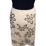 carole little Vintage Floral Embroidered Linen Skirt Womens Size 4 Midi A Line Photo 0