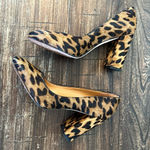 J. McLaughlin Mila Leopard Cow Hair Chunky Block Heels Pumps Round Toe 8.5 Photo 3