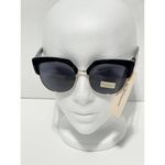 BCBGeneration  Chunky Retro Cat Eye Sunglasses Gray Lenses‎ Black Frame Gold Rim Photo 8