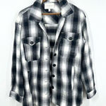 Lucky Brand  Women's Size‎ Medium Oversized Black Grey White Thick Shacket Fall Photo 0