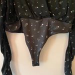 AFRM Revolve Danna Black Floral Long Sleeve Bodysuit Puff Sleeve V Photo 4