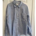 American Eagle Blue/white striped boyfriend shirt. A33 Blue Size L Photo 0