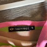 I Saw It First Pink And Green Cutout MIDI Dress Photo 1