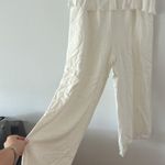 Pink Lily  Women's MY EXCITING NEWS WHITE FRINGE Crop Top & Pants Set Size M Photo 2