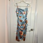 Women Floral Blue Midi dress Size Medium Photo 3