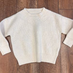 None Womens Small Cream White Cropped Long Sleeve Sweater Chunky Knit Cozy Winter Photo 0
