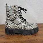 MIA Cortez Womens Military Combat Boots Sz 6.5 Gray Faux Snakeskin Platform NEW Photo 0