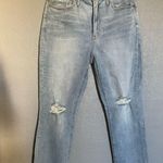 Madewell NWT  The High Rise Slim Boy Jeans Light Blue Distressed Size 30 Photo 3