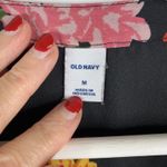 Old Navy  Sz M Tunic Dress Black Floral Print Long Balloon Sleeve V-neck Women’s Photo 2