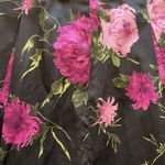 Talbots  Floral Skirt Black Pink Purple Cotton Pleated Lined Back Zip‎ Size 12P Photo 2
