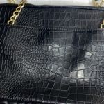 Kate Landry Elegant Black FAUX Crocodile-Embossed Handbag. GOLD CHAIN ACCENT Photo 10