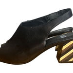 Eileen Fisher  Leather Slingback Sandals‎ Size 8 Open Toe Italian Black Slip On Photo 0