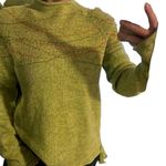 Coldwater Creek sweater MEDIUM green orange embroidery long sleeve tassels Photo 2