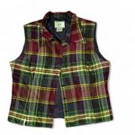 Silk Plaid Sleeveless‎ Blouse Top Button Down Collared Shirt i(E) L Size L Photo 6