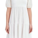 BCBG Paris Women's Knit Eyelet Sleeve Dress White Size L Photo 0