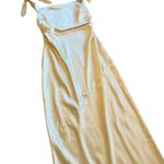 Billy J Frida Maxi Dress Yellow Satin Creamy Buttery Gown Size 14 Women's NWT Photo 5