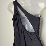 WDIRARA Black One-Shoulder Mesh Cut Out One-Piece Swimsuit. Size Large Photo 6