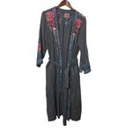 Johnny Was Davis Coat Size M Voltage Linen Embroidered Belted Boho Duster Photo 1