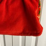 Vintage Velour 70s Wood Handle Handbag New Red Photo 3