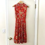 NANETTE Nanette Lepore Saffron Floral High Neck Pleated Midi Dress Sz 6 Red Photo 3