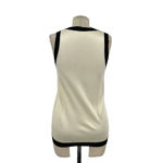 Carolina Herrera Cream Silk Black Rib Trim Tank Top Size Small Photo 4